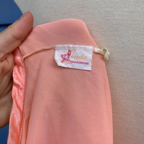Vintage Sleep Wear Night Gown Lingerie Dress Peachy Pink Nylon SMALL - Picture 6 of 6